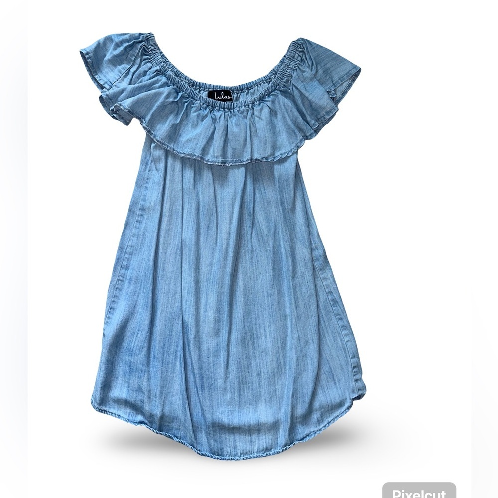 Lulus Light Blue off shoulder dress 100% lyocell S
